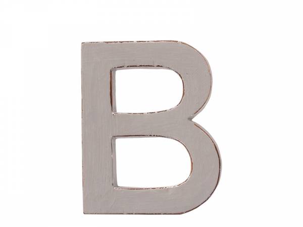 Holzbuchstabe 3D-Buchstabe Dekobuchstabe „B“ hellgrau vintage 12cm